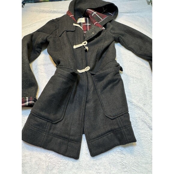 Thread & Supply Womens Black woven Duffle Coat with flannel linging size XL - Picture 1 of 10